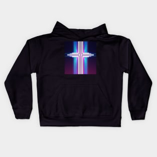 Synthwave stripes cross Kids Hoodie